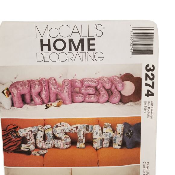McCall's Home Decorating 3274 Vintage Sewing Pattern UNCUT 2001 Name Pillow - Picture 4 of 10